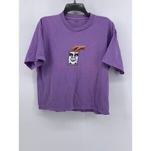 OBEY Women's Lavender Graphic Crewneck Short Sleeve Top SZ S